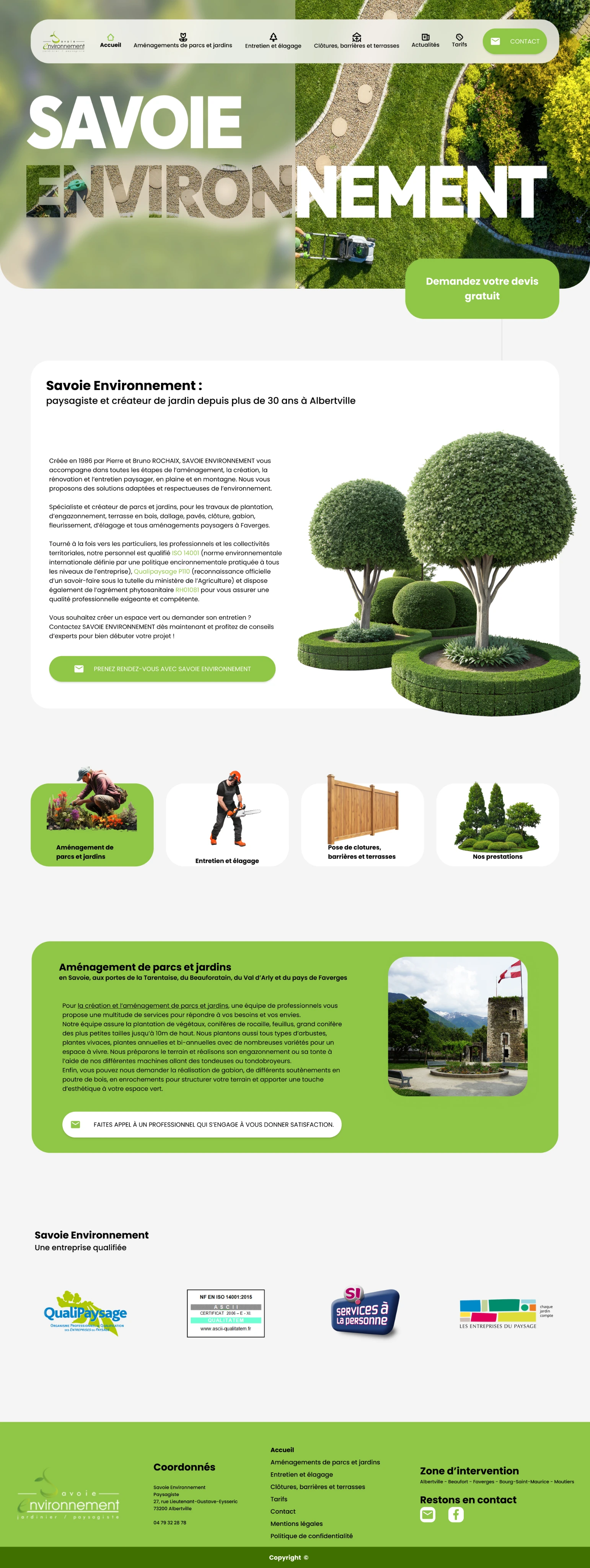 Maquette haute fidélité du site Savoie Environnement
